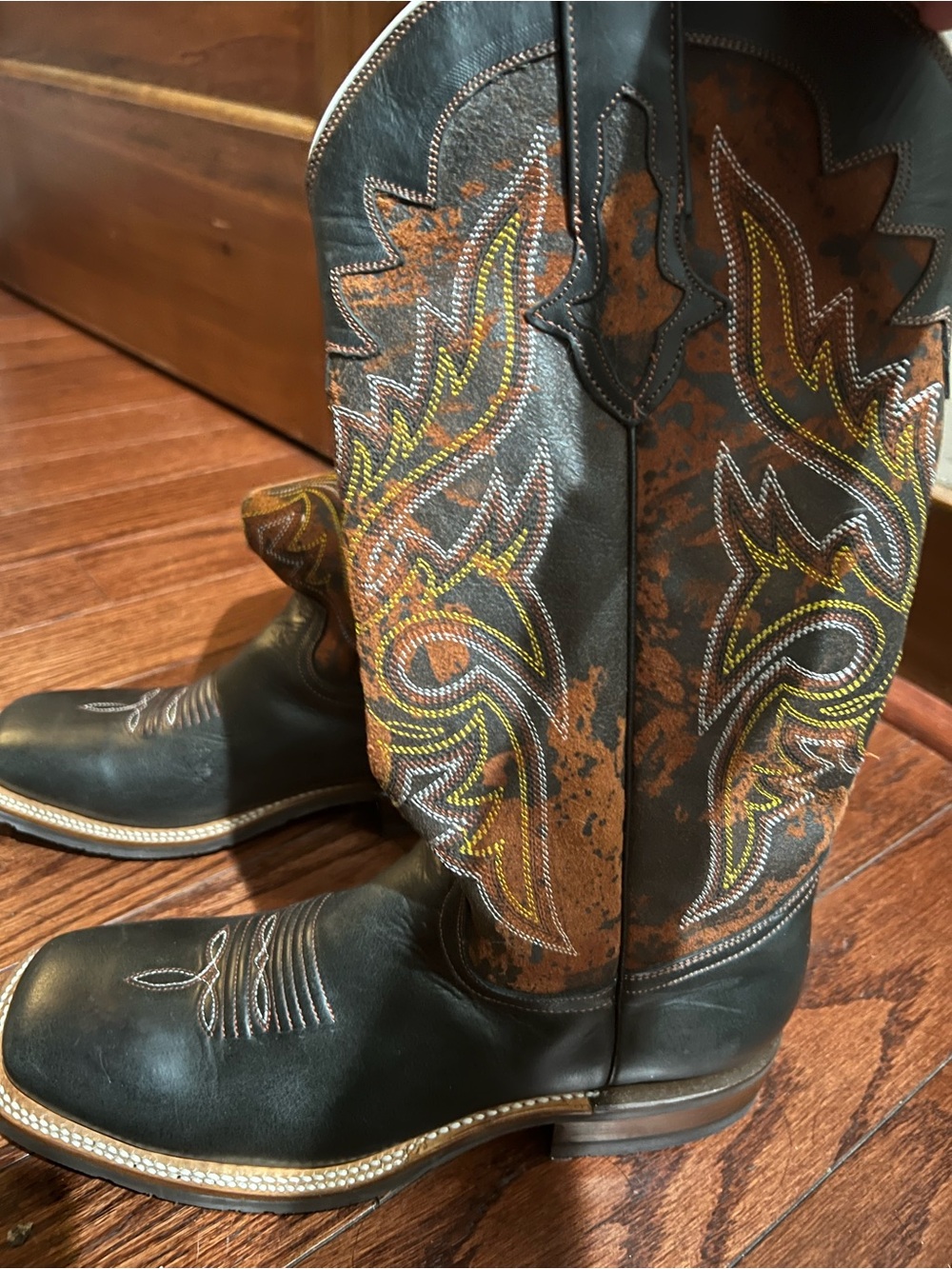 Lucchese Women’s Black and Brown Embroidered Western Boots